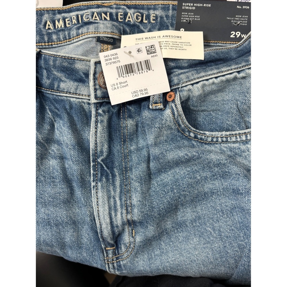 American Eagle Women's Super High Rise Distressed Mom Jeans Size 8 Short NWT - Picture 8 of 9
